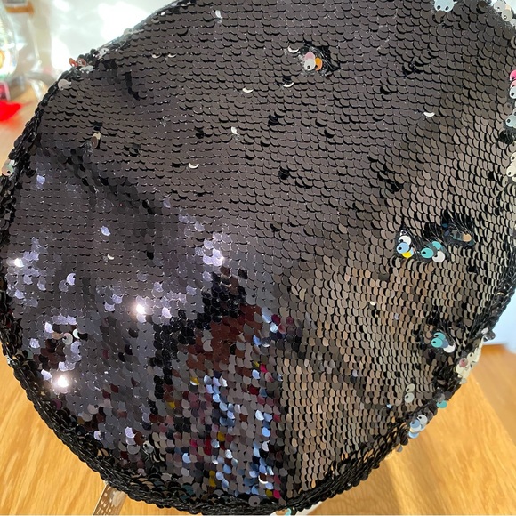 Black Iridescent Sequin Studs Steampunk Music Festival Captain Hat - Picture 4 of 5